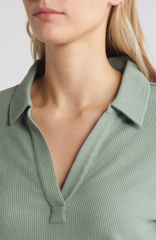 Shop Caslonr Caslon(r) Long Sleeve Thermal Polo In Green Dune