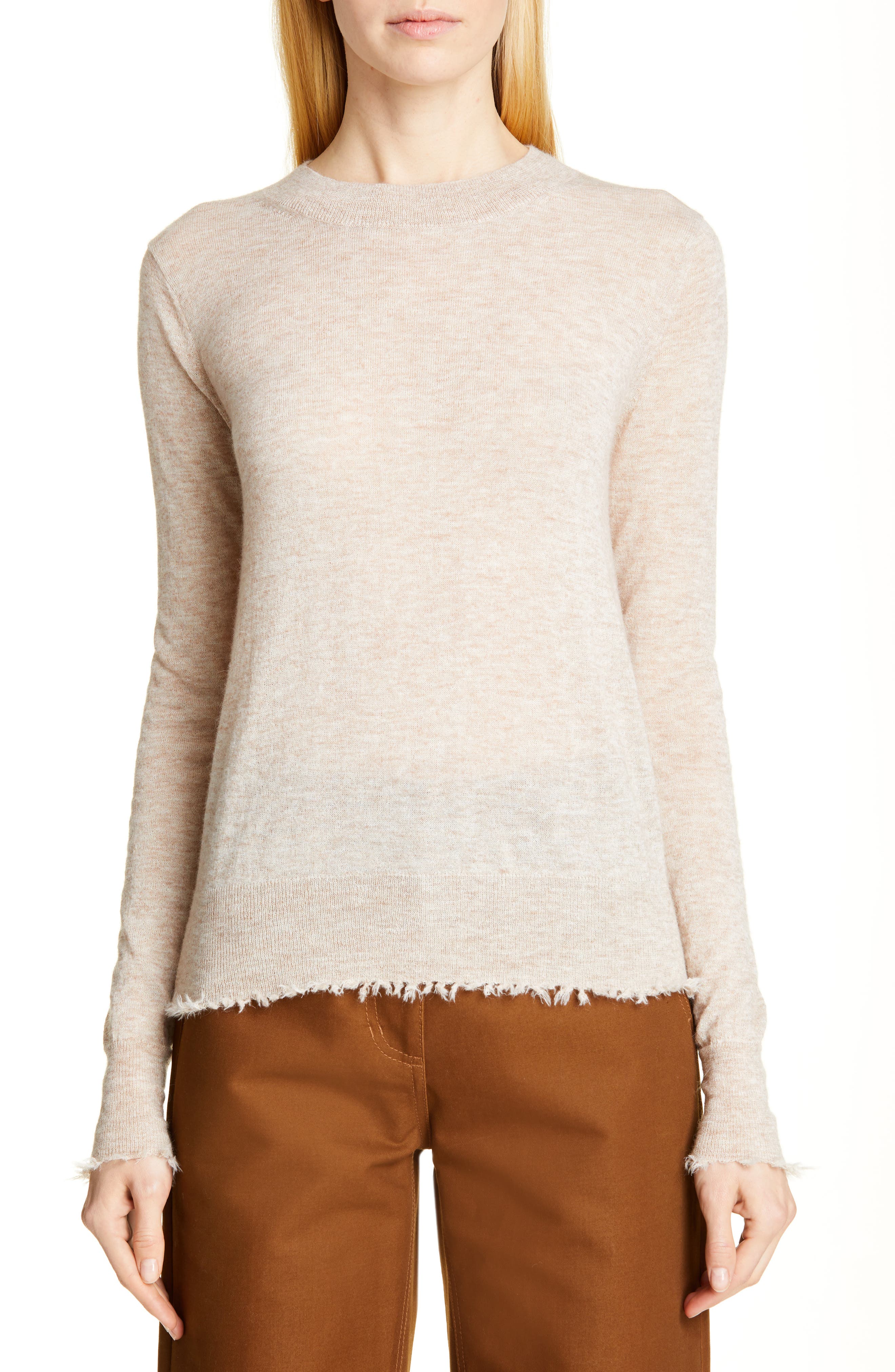 Co Fray Hem Alpaca & Merino Wool Blend Sweater, Beige