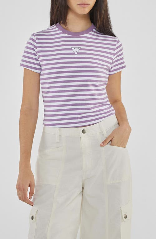 Guess Originals Go Core Stripe Baby Tee In Lux Orchid Multi