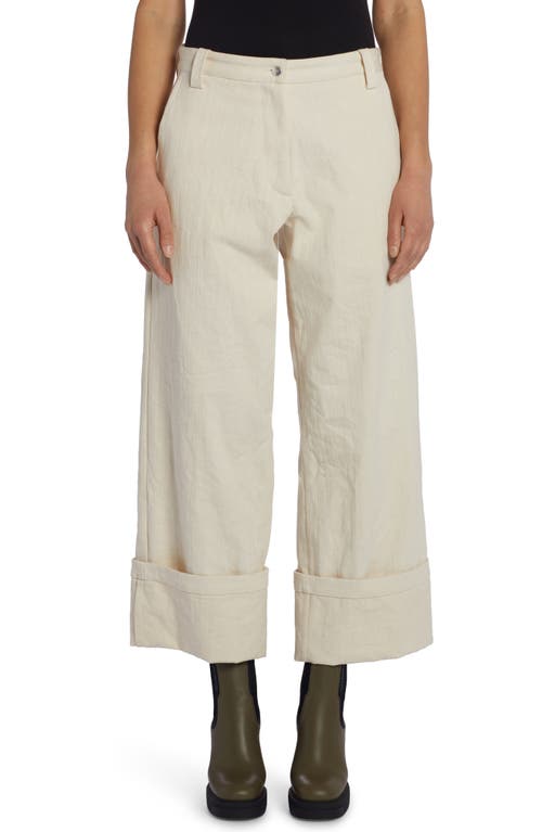 Moncler Genius 2 Moncler 1952 Crop Cuff Wide Leg Cotton Pants in Tan