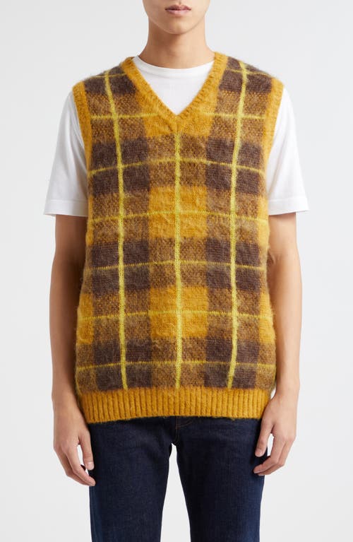 Plaid Brushed Sweater Vest in Mustard 58