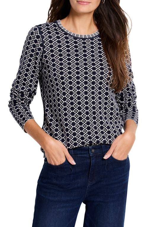 Shop Nic + Zoe Nic+zoe Geo Reversible Knit Top In Indigo Multi