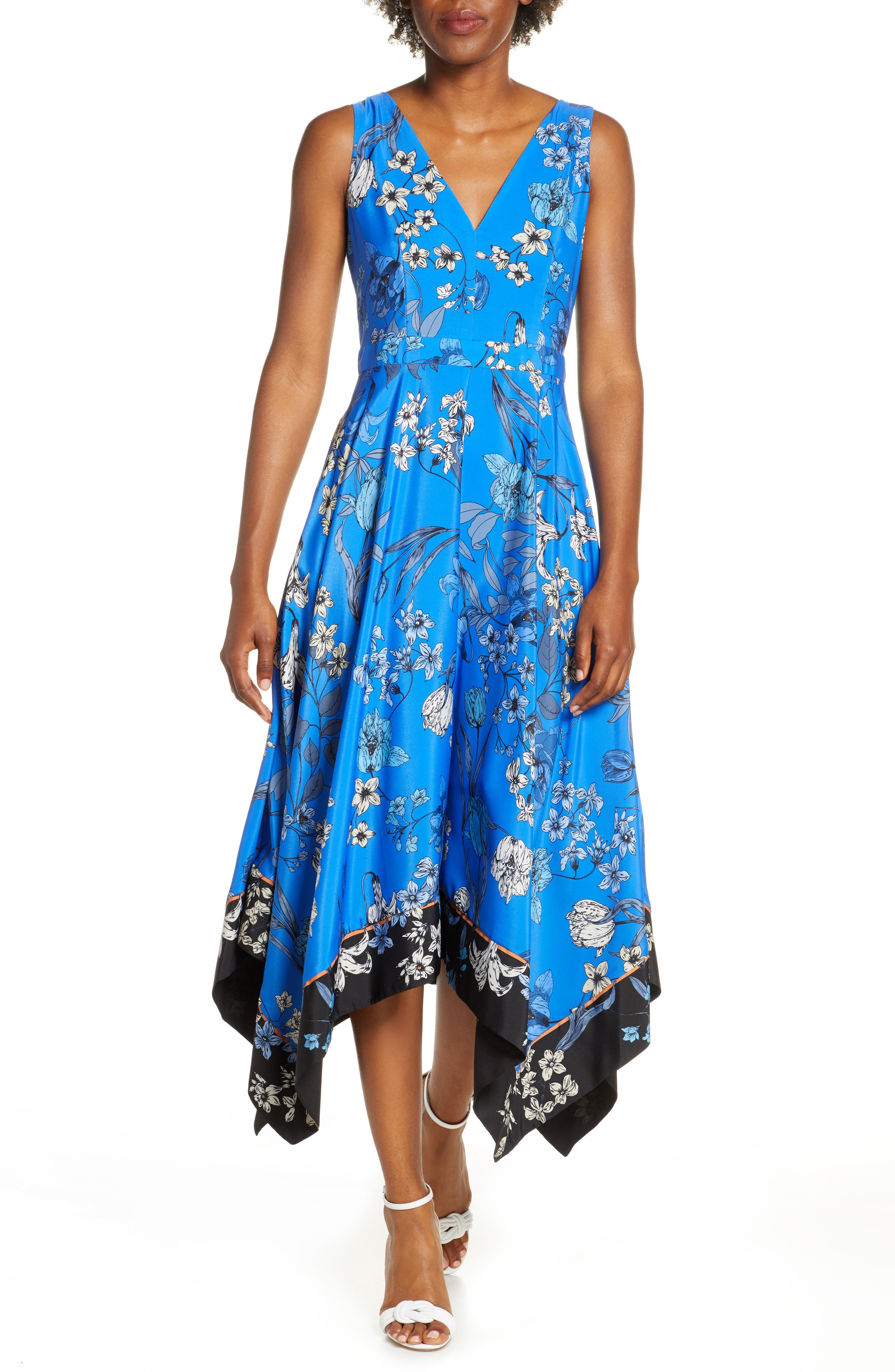 Vince Camuto Handkerchief Hem Midi Dress, Blue