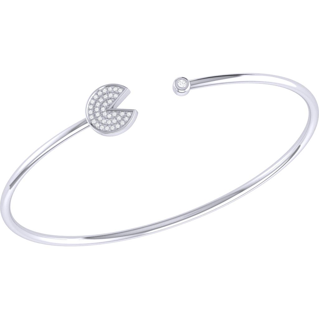Luvmyjewelry Pac Man Candy Sterling Silver Diamond Adjustable Cuff In Silver