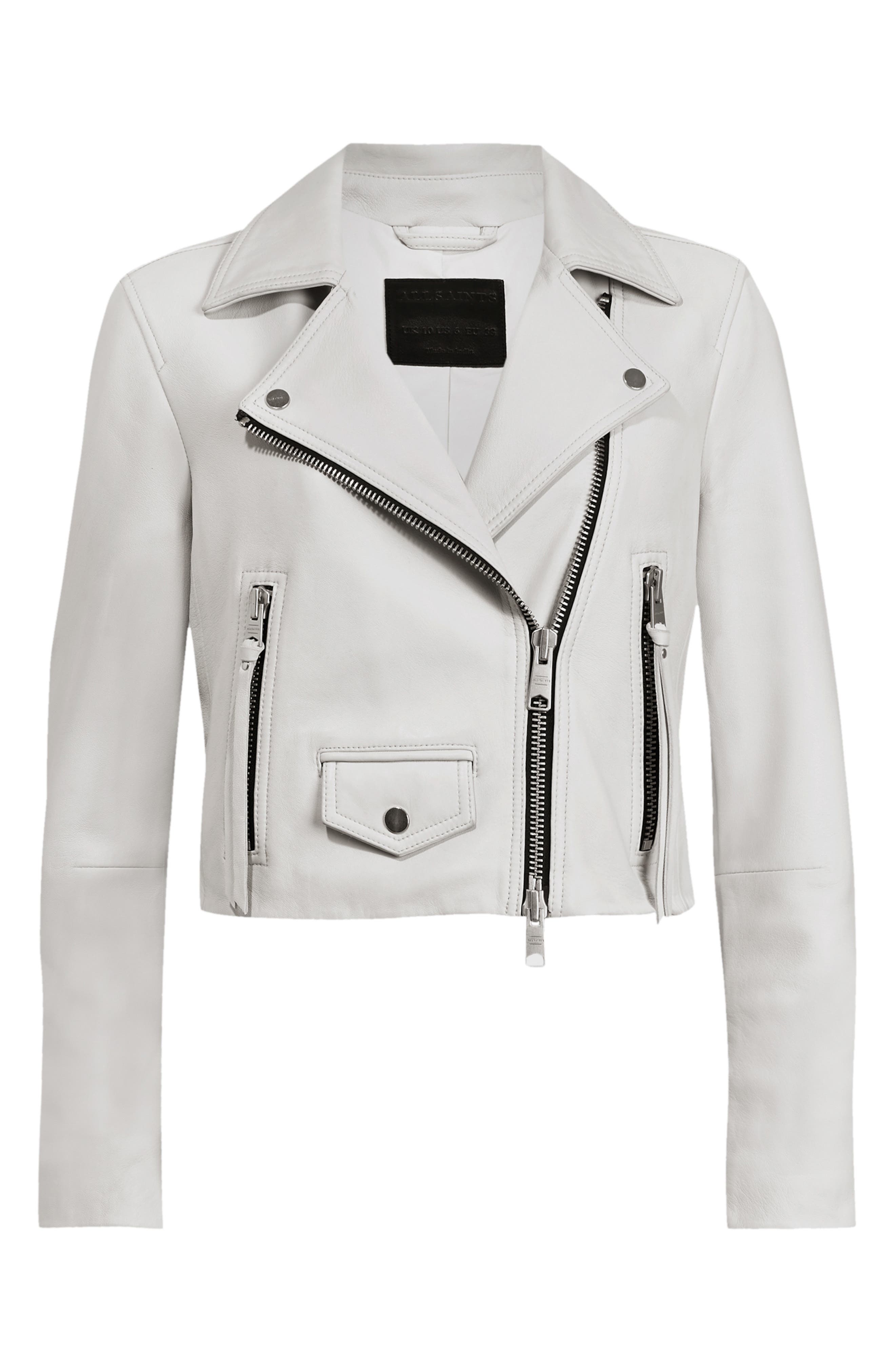 white leather biker jacket