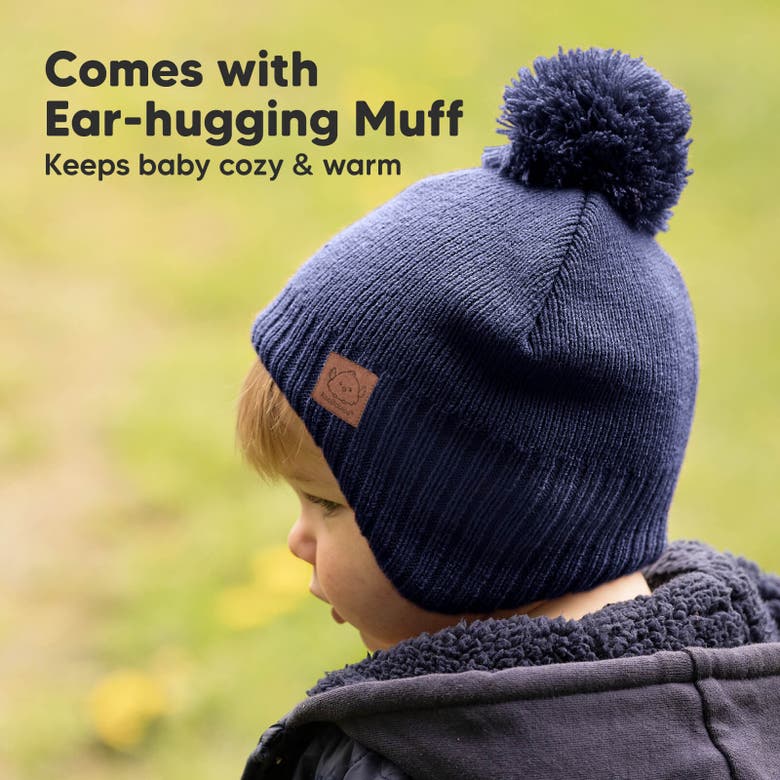 Shop Keababies Muff Knitted Beanie In Navy