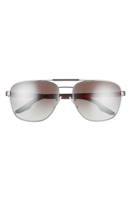 Prada 60mm Mirrored Navigator Sunglasses In Gunmetal/grey Mirror Grad