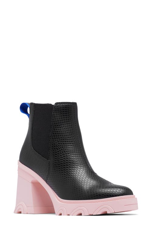 Sorel Brex™ Waterproof Platform Block Heel Chelsea Boot In Black/vintage Pink