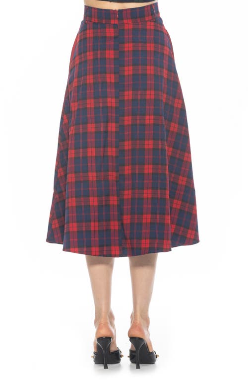 Alexia Admor Leonie Plaid A-line Skirt In Red Plaid