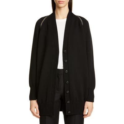 Alexander Wang Zip Shoulder Merino Wool Cardigan, Black