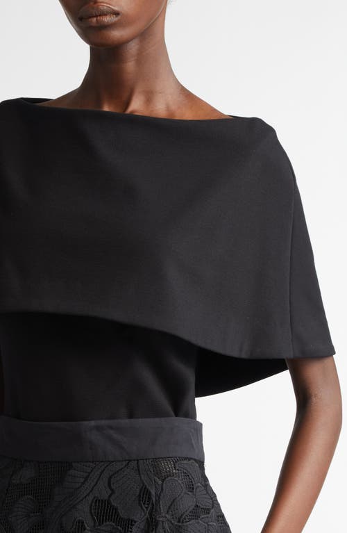 Shop Lela Rose Bateau Neck Capelet Top In Black