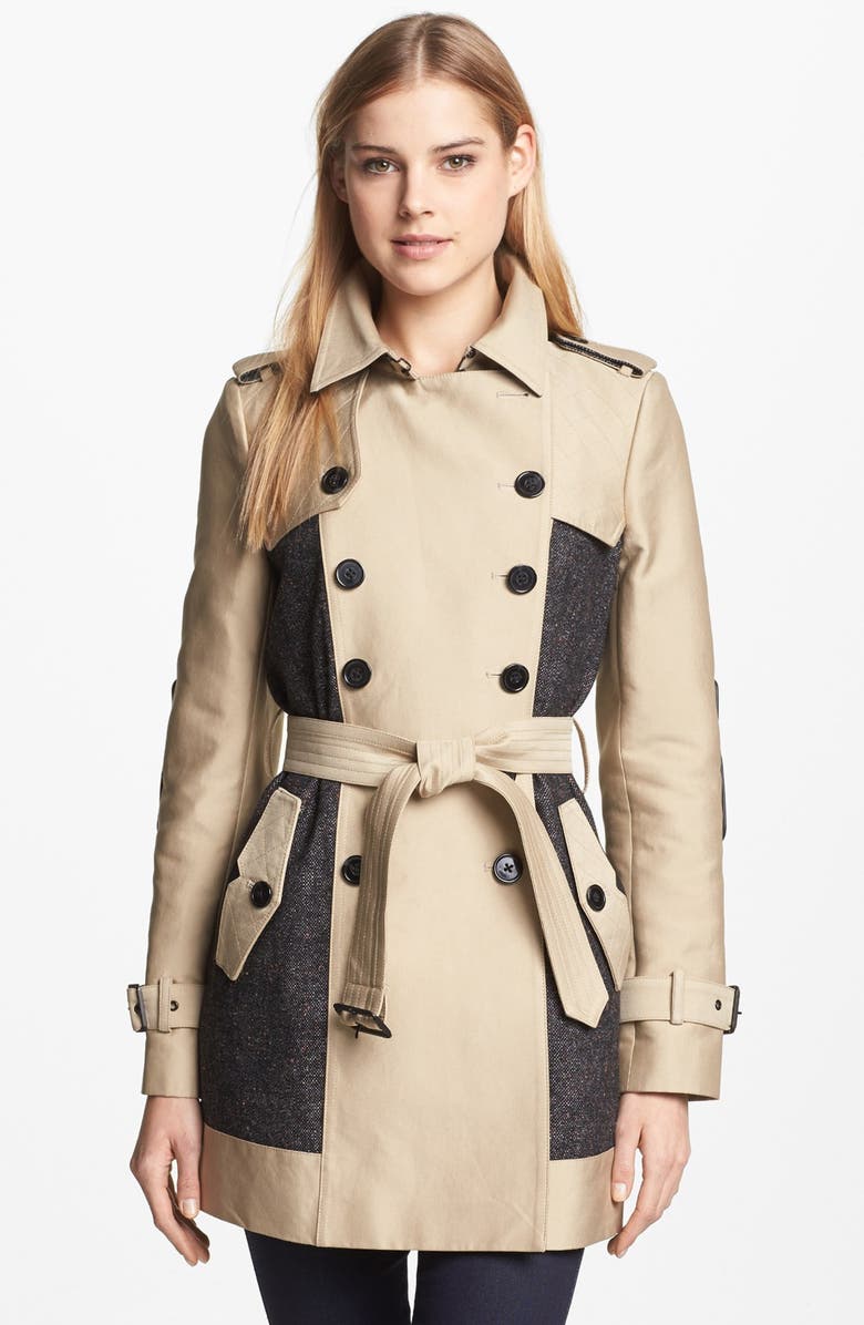 Sam Edelman Double Breasted Wool Inset Trench Coat (Online Only ...