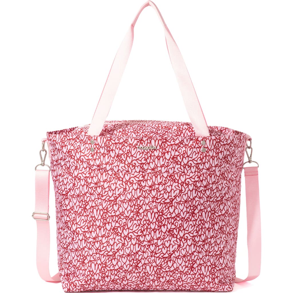 Baggallini Large Carryall Crossbody Tote Bag In Heart Print