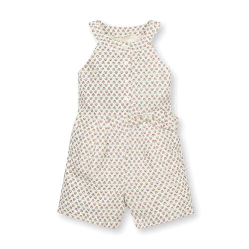 Hope & Henry Girls' Halter Button Front Linen Romper, Infant In White