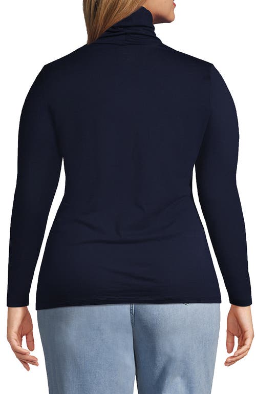 Lands' End Lightweight Jersey Skimming Long Sleeve Turtleneck In Radiant Navy