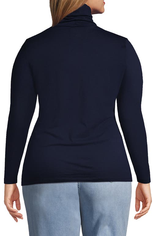 Shop Lands' End Plus Size Lightweight Jersey Skimming Long Sleeve Turtleneck In Radiant Navy