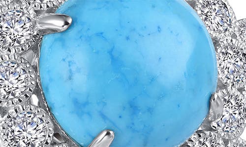 Lafonn Art Deco Simulated Diamond Halo Simulated Turquoise Ring In Turquoise/white
