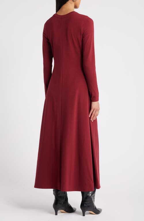 Shop Nordstrom Long Sleeve Crewneck Maxi Dress In Red Grape