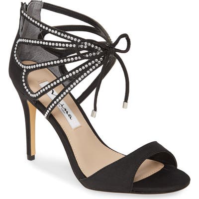 Nina Coree Crystal Embellished Cutout Sandal, Black
