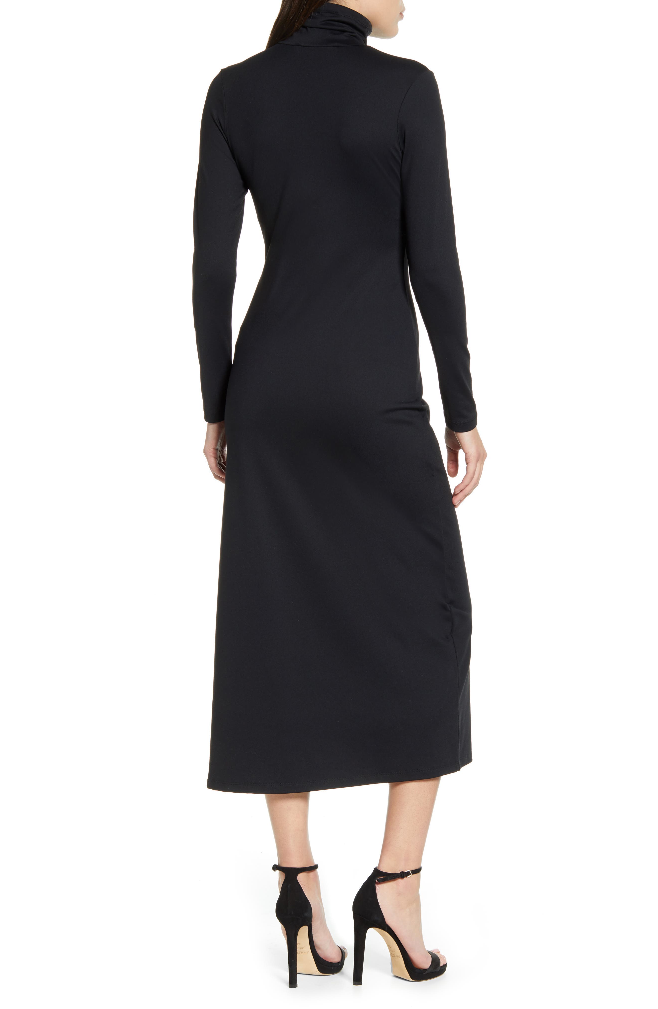 Susana Monaco Long Sleeve Turtleneck Slit Midi Dress | Nordstrom