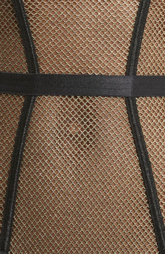 COQUETTE COQUETTE SHIMMERY UNDERWIRE FISHNET TEDDY WITH GARTER STRAPS