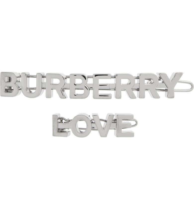 Burberry Love Set of 2 Hair Clips_SILVER