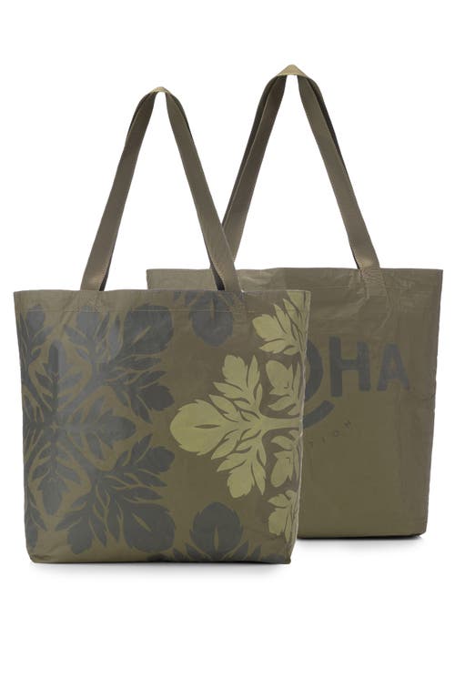 Shop Aloha Collection ‘awapuhi Reversible Splash Proof Tote In Mauka/olive