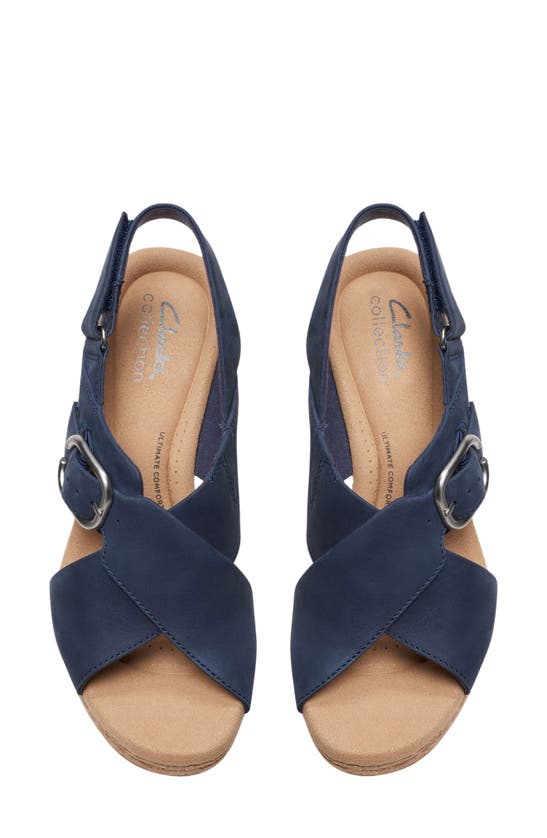 Shop Clarks ® Giselle Dove Platform Sandal In Navy Nubuck