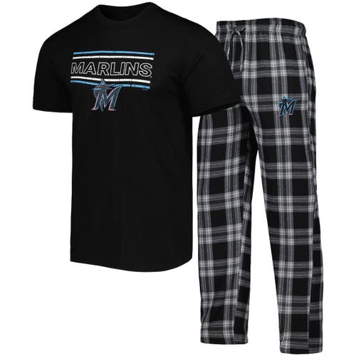 Men's Concepts Sport Black/Gray Miami Marlins Badge T-Shirt & Pants Sleep Set