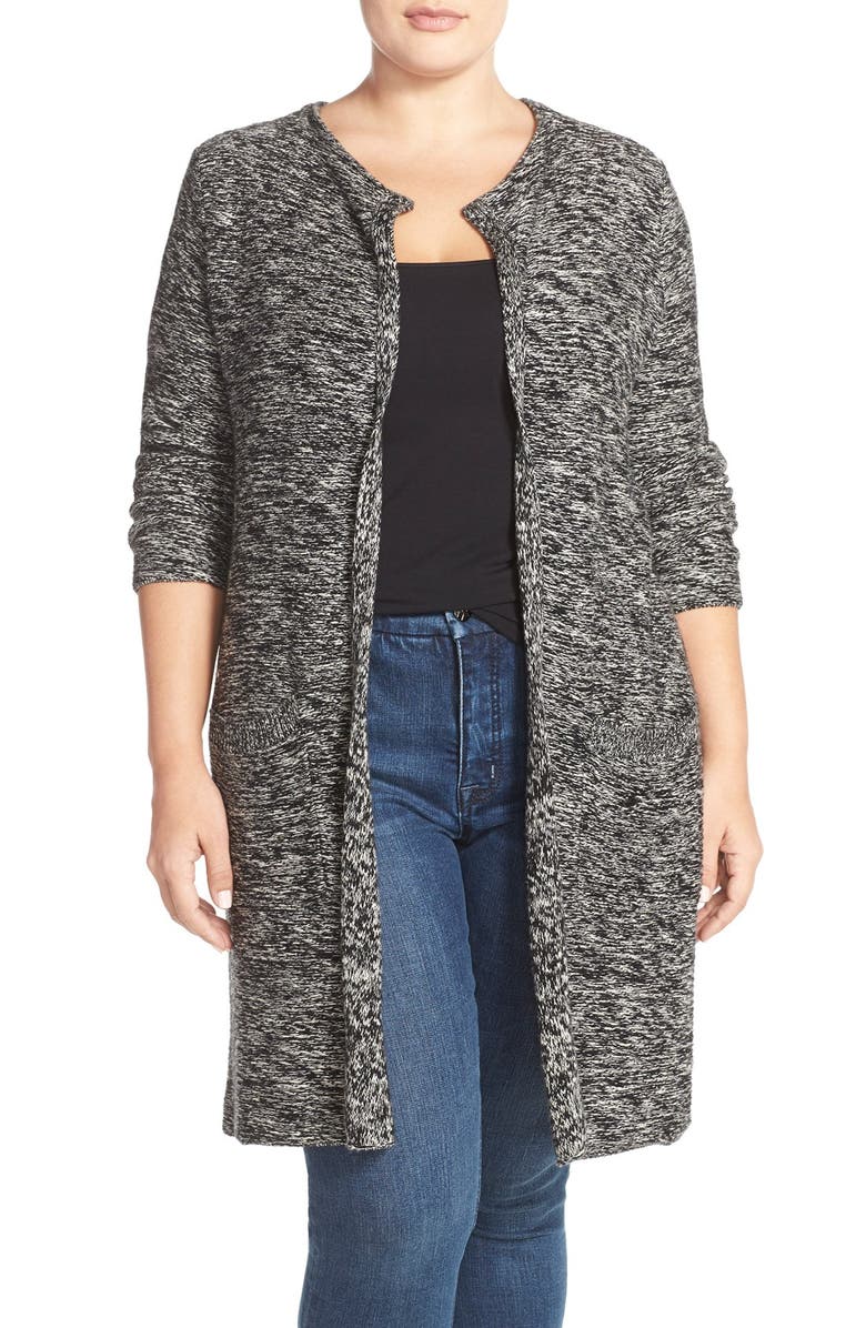 Lucky Brand Marled Long Waterfall Cardigan (Plus Size) | Nordstrom