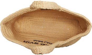 Rive Gauche Supple Raffia Crochet Tote Natural And Deep Marine