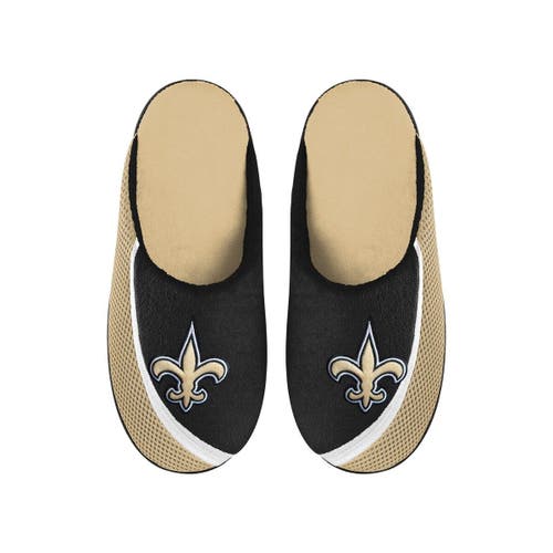 Men's FOCO New Orleans Saints Big Logo Color Edge Slippers in Gold