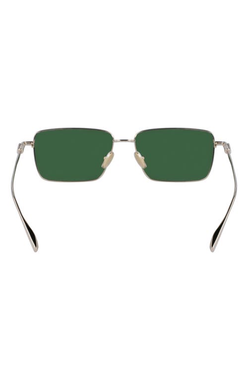 Shop Ferragamo Gancini Evolution 57mm Rectangular Sunglasses In Light Gold/green