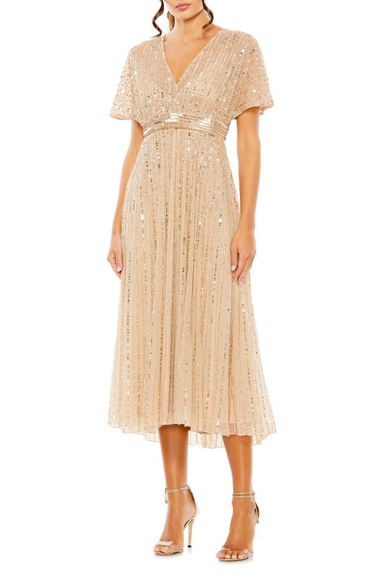 Shop Mac Duggal Sequin Embellished Cocktail Dress In Taupe