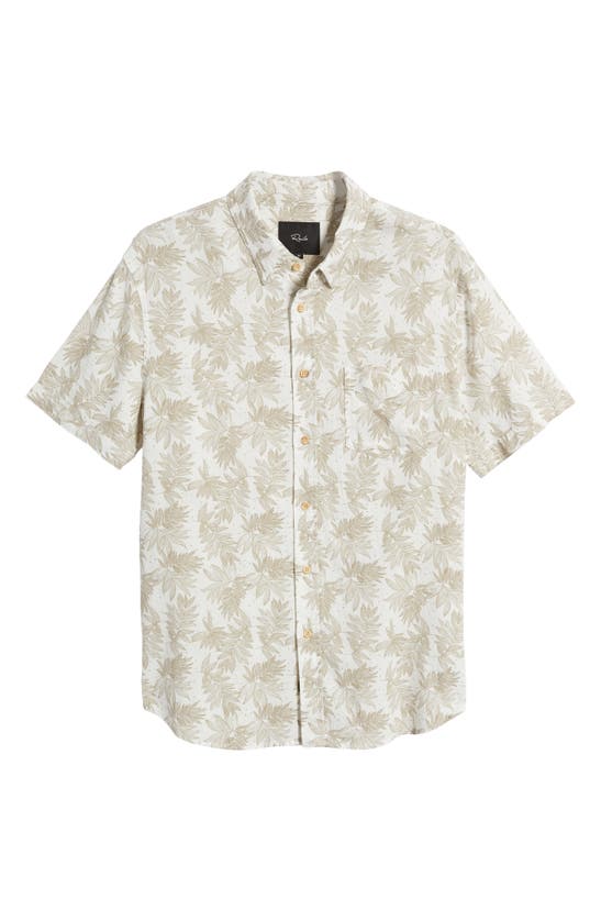 Shop Rails Carson Leaf Print Short Sleeve Linen Blend Button-up Shirt In Dotted Fronds Seneca