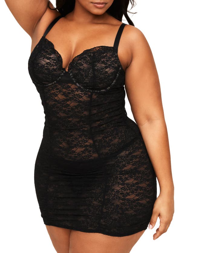 Shop Adore Me Cheyenne Bodycon Babydoll & G-string Set Lingerie In Black