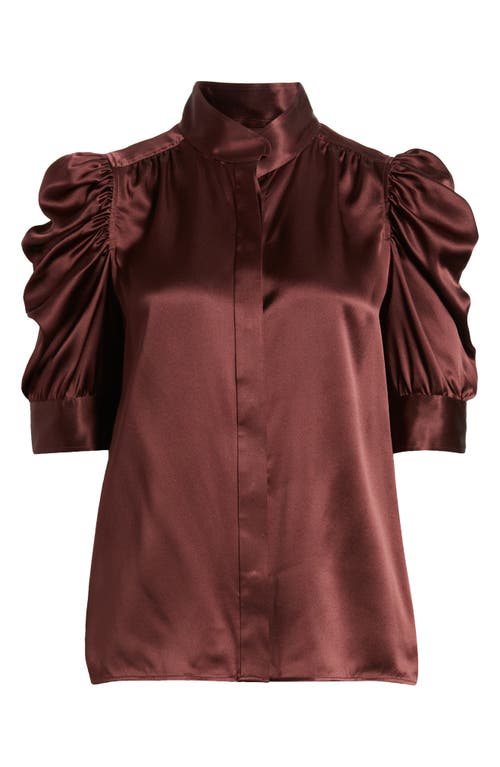 Shop Frame Gillian Silk Button-up Shirt In Wine