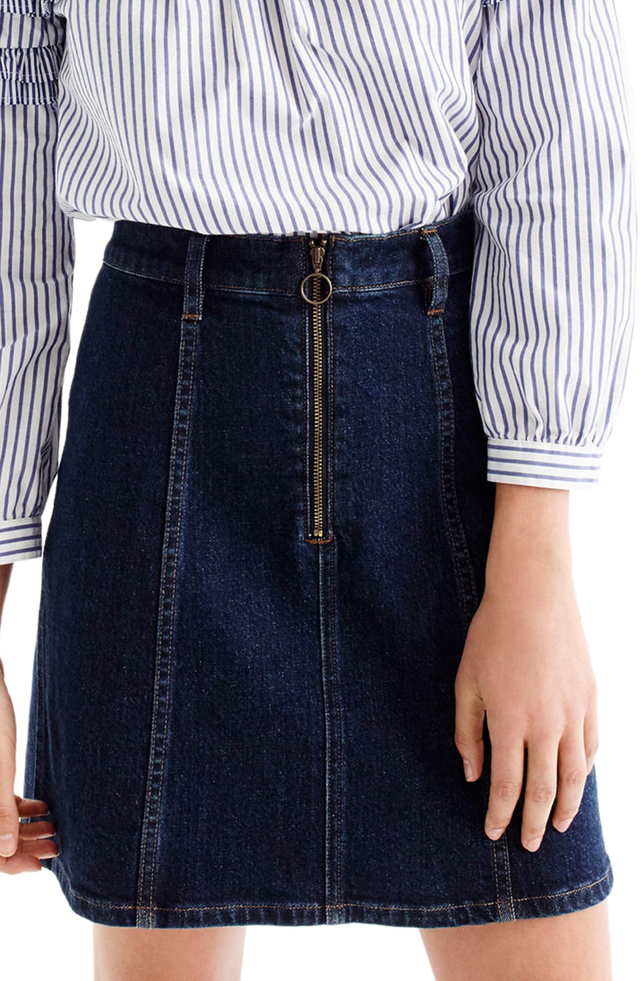 J.Crew Zip Front Denim Skirt Nordstrom