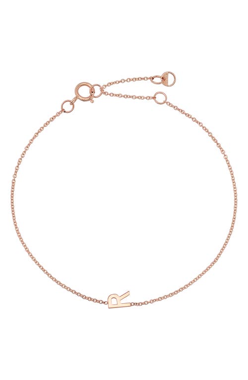 BYCHARI Initial Pendant Bracelet in 14K Rose Gold-R at Nordstrom