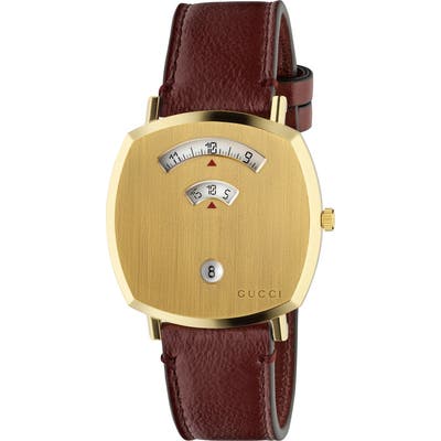 Gucci Grip Leather Strap Watch,