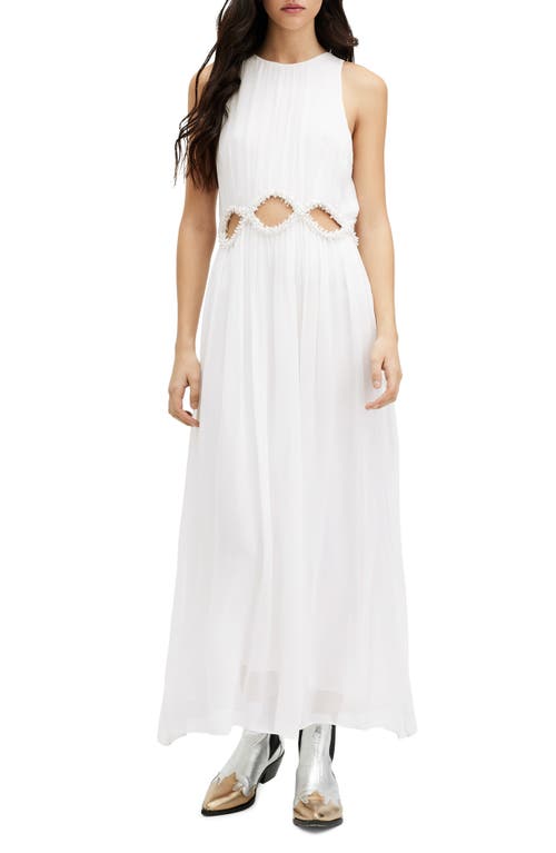 AllSaints Mabel Beaded Cutout Detail Maxi Dress Off White at Nordstrom, Us