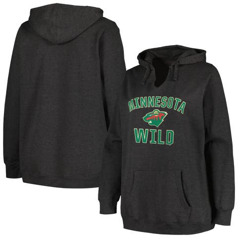 Women's Profile Heather Charcoal Minnesota Wild Plus Size Arch Over Logo Pullover Hoodie
