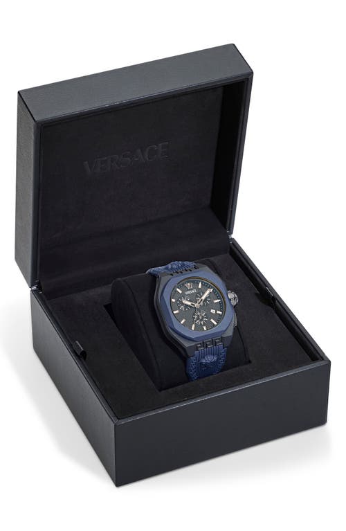 Versace Men's Swiss Chronograph Blue Silicone Strap Watch 44mm In Black
