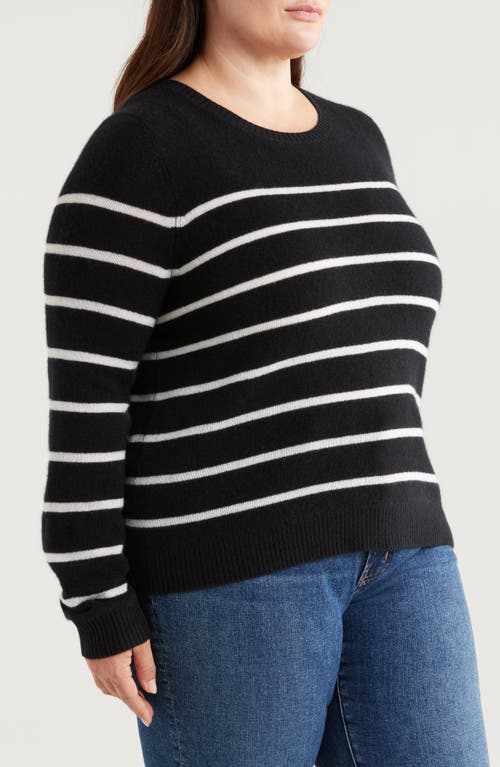 Shop Caslonr Caslon(r) Stripe Crewneck Cashmere Sweater In Black Rock