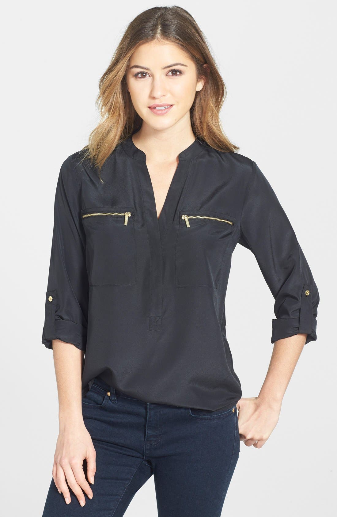 MICHAEL Michael Kors Zip Pocket Blouse Nordstrom