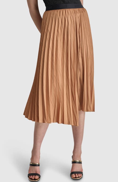 Shop Dkny Pleated Asymmetric Midi Skirt In Tawney