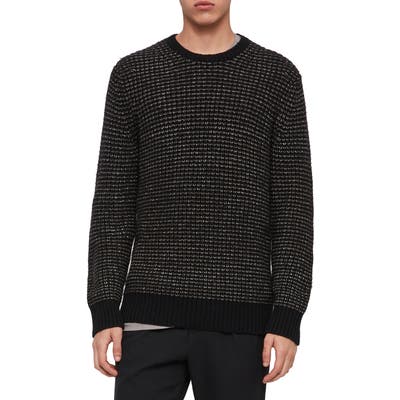Allsaints Larkk Wool Blend Crewneck Sweater, Black