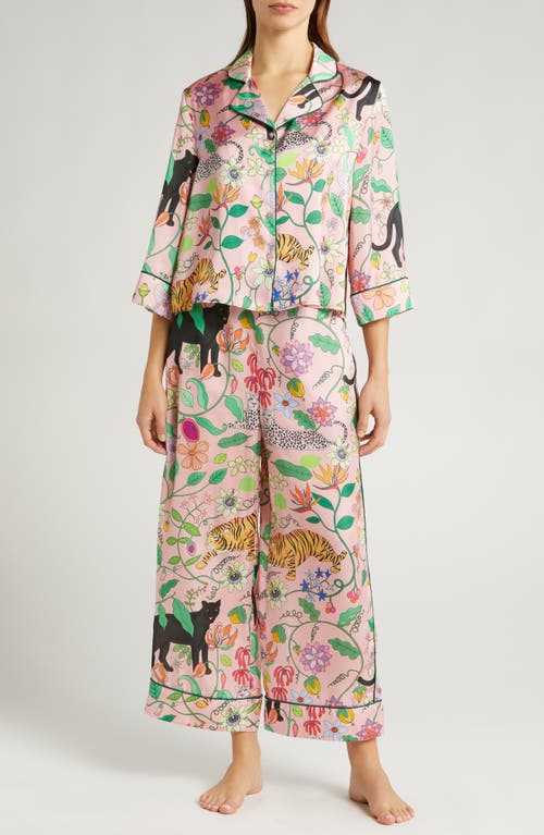 Karen Mabon Big Cats Satin Pajamas Pink at Nordstrom,