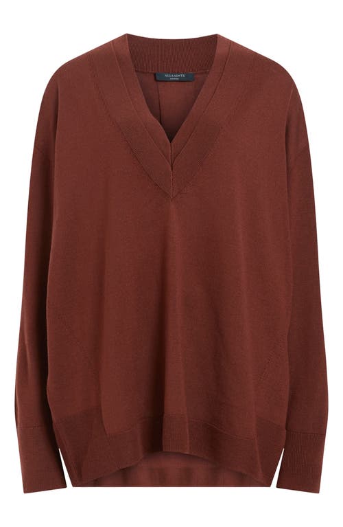 Shop Allsaints Bern V-neck Wool Sweater In Sugar Brown