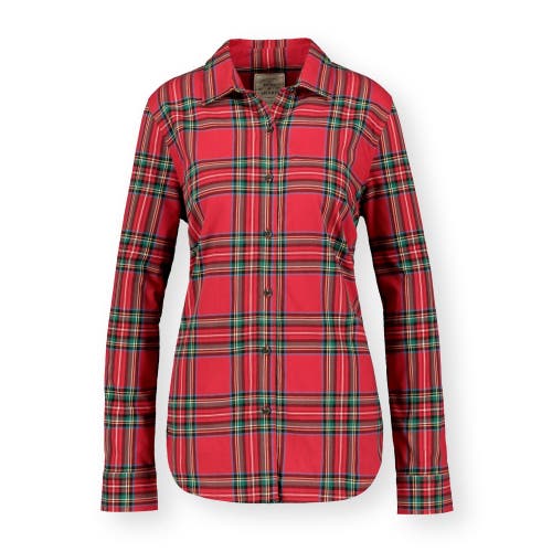 Shop Hope & Henry Womens' Poplin Classic Fit Shirt In Red Holiday Tartan